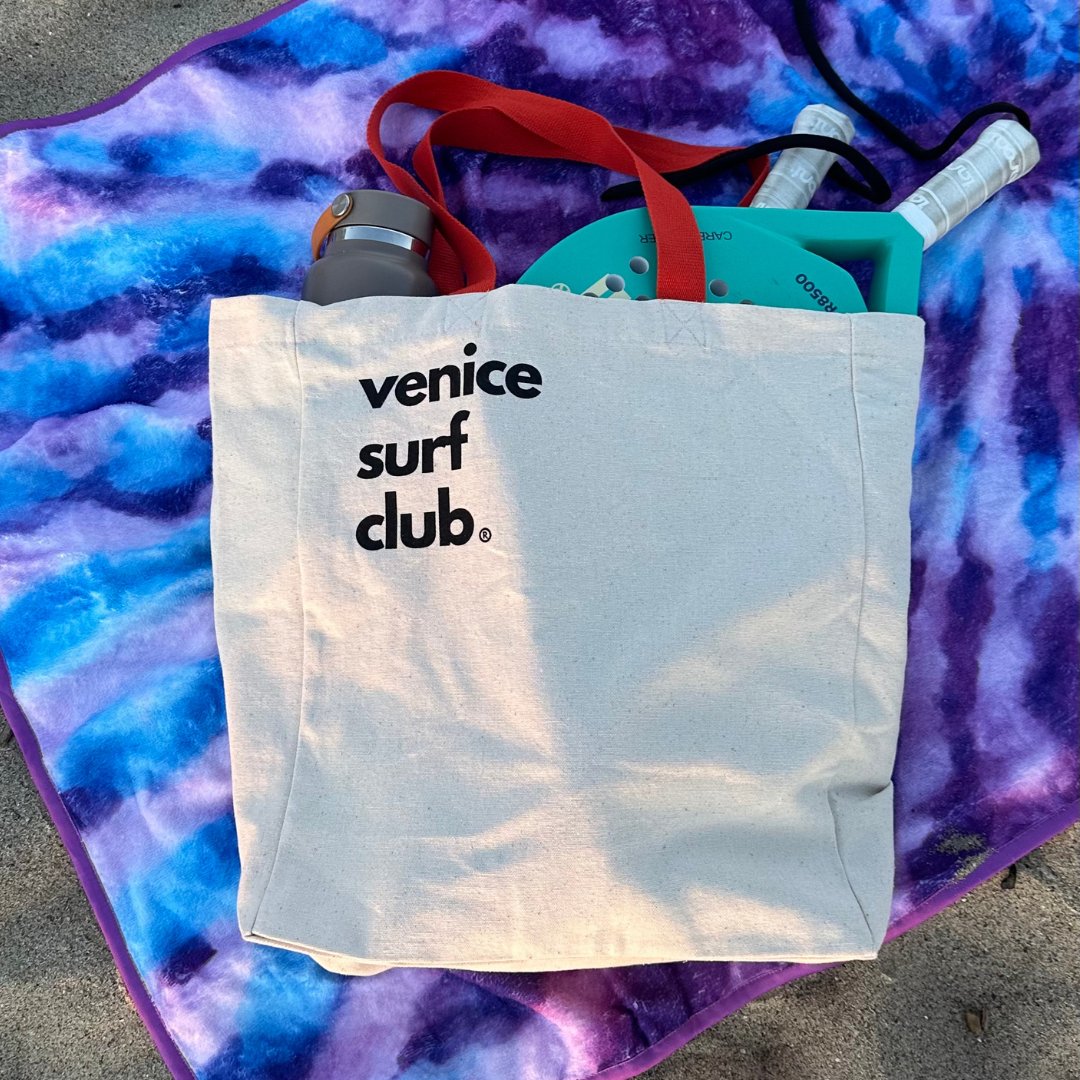100% Cotton Canvas Large Reusable Heavy Duty Printed Multi Purpose Beach Bag - Venice Surf Club