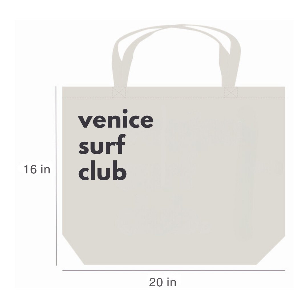 100% Cotton Canvas Large Reusable Heavy Duty Printed Multi Purpose Beach Bag - Venice Surf Club