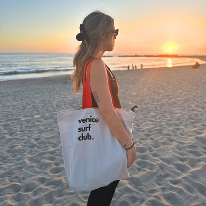 100% Cotton Canvas Large Reusable Heavy Duty Printed Multi Purpose Beach Bag - Venice Surf Club