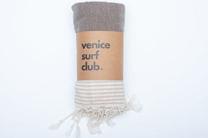 100% Turkish Cotton Prewashed Soft Absorbent Peshtemal Lightweight Beach Towel and Throw - Venice Surf Club